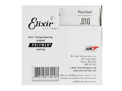 엘릭서기타줄 Elixir 일렉기타줄/통기타줄 PolyWeb Plain Steel 010 낱선 낱줄 4팩